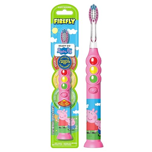 Firefly Ready Go - Cepillo Peppa Pig, cepillo de dientes con temporizador iluminado, cerdas suaves de alta calidad, temporizador de 1 minuto,