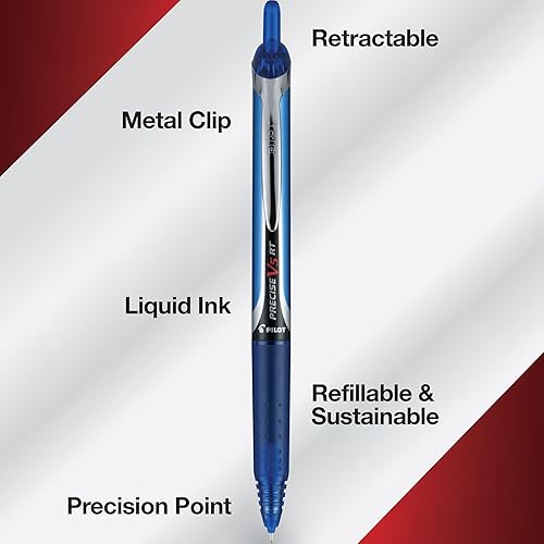 Miniatura 4 de PILOT Precise V5 RT - Bolígrafos de tinta líquida recargables y retráctiles rolling ball, con punta extrafina de 0.02 pulgadas, colores variados,