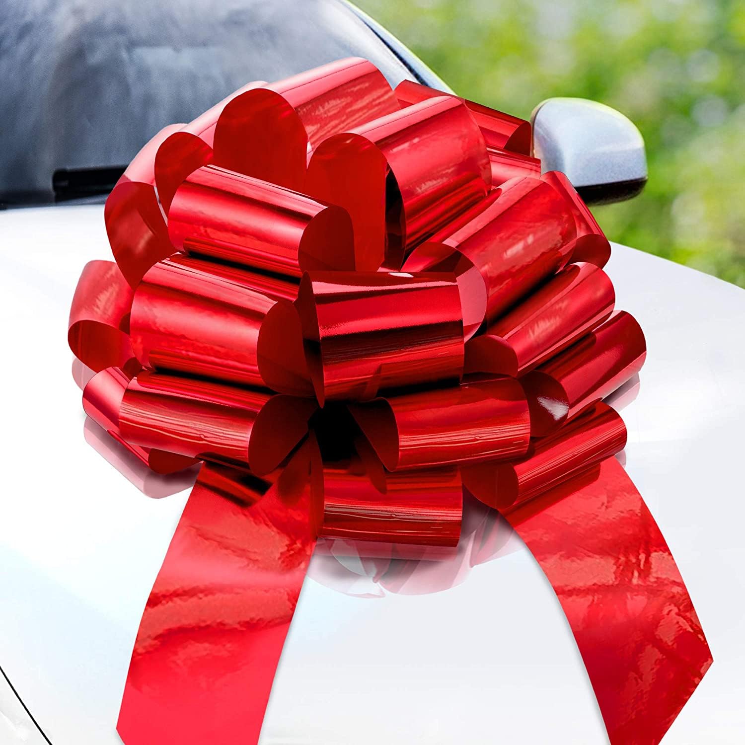 Lazo Grande para Coche Rojo metálico 58 cm 23 Pulgadas para Envolver Regalos