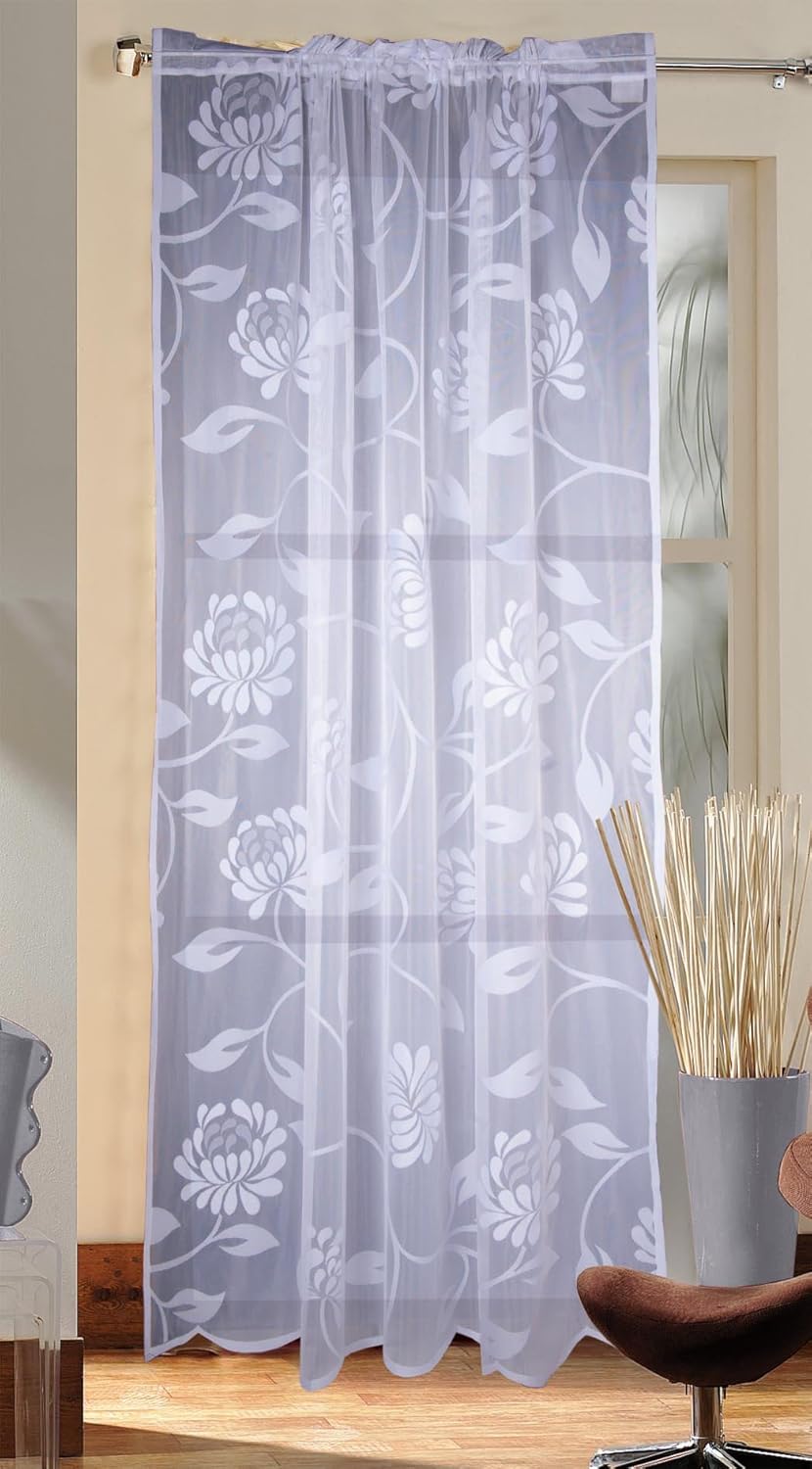 Camden Voile Curtain Panel Slot Top White 55x54 Home