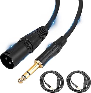 WeeGoo 2Pack XLR to Jack 6.35mm TRS to XLR Male, 3m/9.8ft Microphone Cable XLR Male to 1/4 Inches Jack TRS Cable, Balanced Interconnect Cord Patch Lead