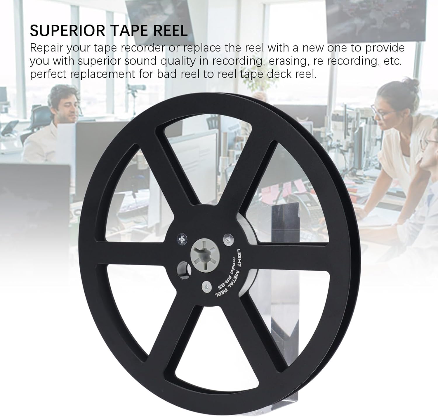 Zunate 1/4 7in Empty Takeup Reel, 6 Hole Reel to Reel Recording Empty Take Up Tape, Aluminum Alloy Universal Opening Machine Part Sound Tape Takeup Reel for Recording (Black)