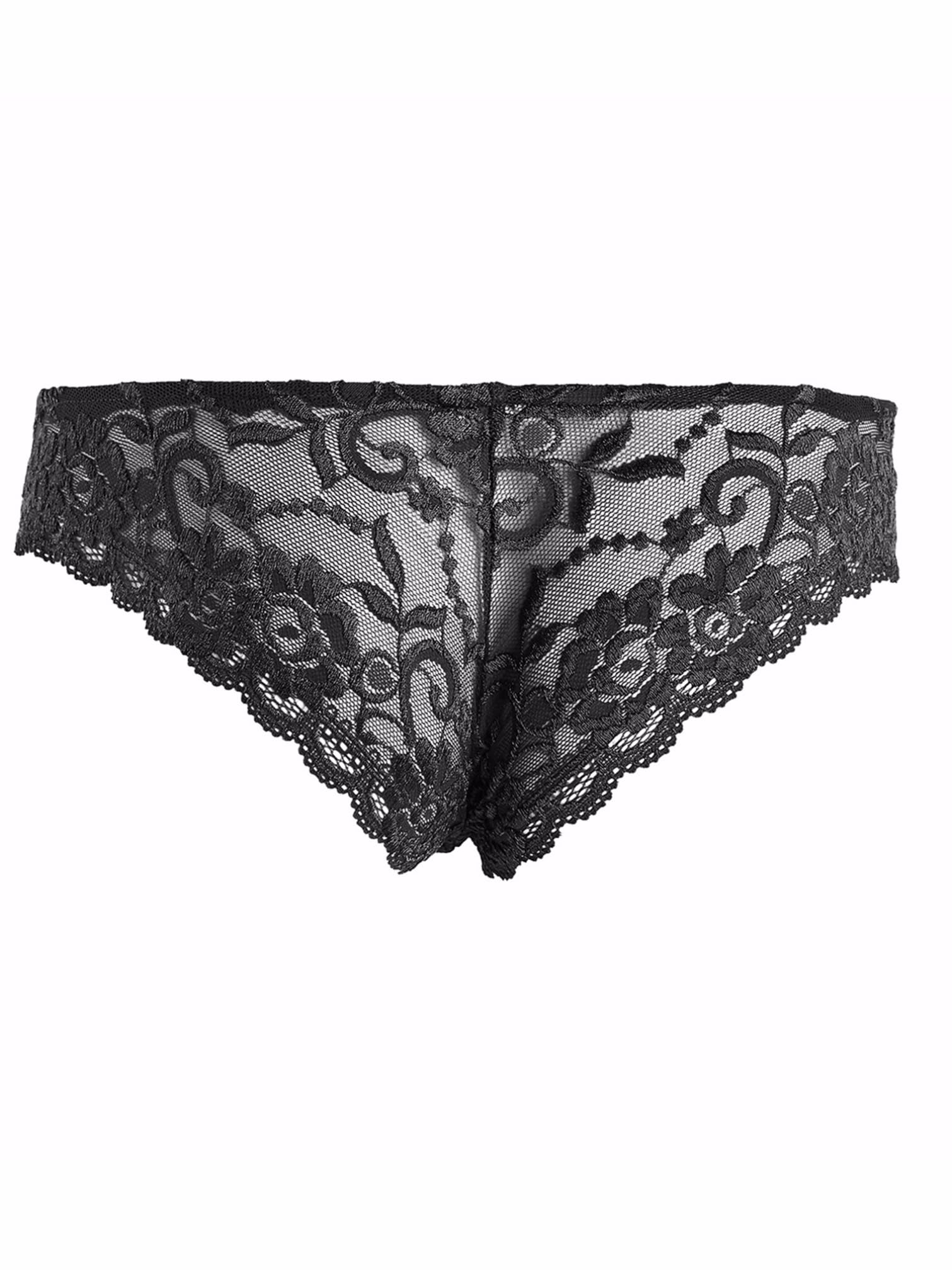 iiniim Sissy Lingeries Homme sous Vêtement Ensemble Dentelle Lingiere Transparent Bra Soutiens-Gorge avec String Travesti Nuisette M-4XL Noir J M