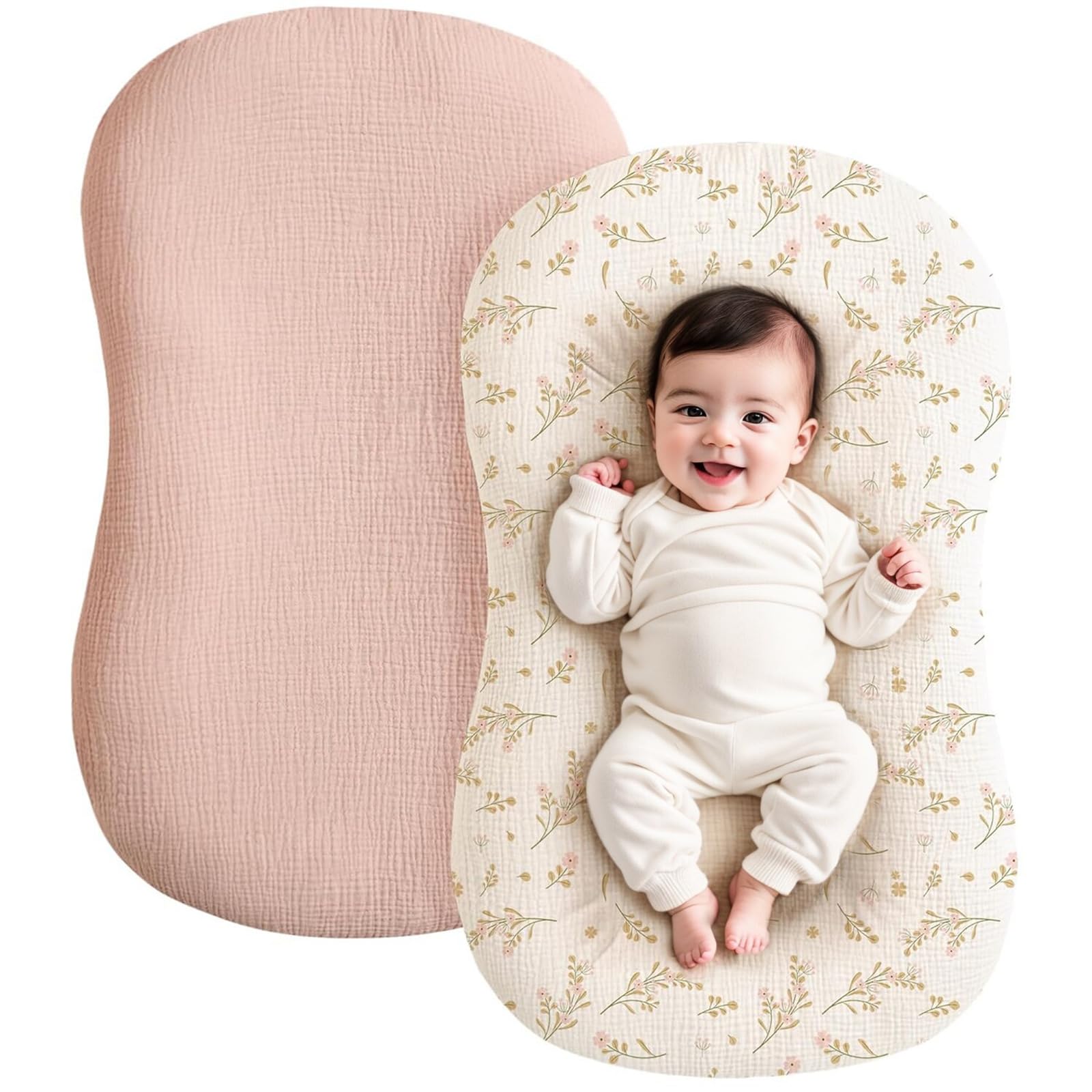 Baby Bed Sheet, 2Pcs Boys Girls Pram Fitted Sheet Removable Slipcover Comfortable for Infants Crib