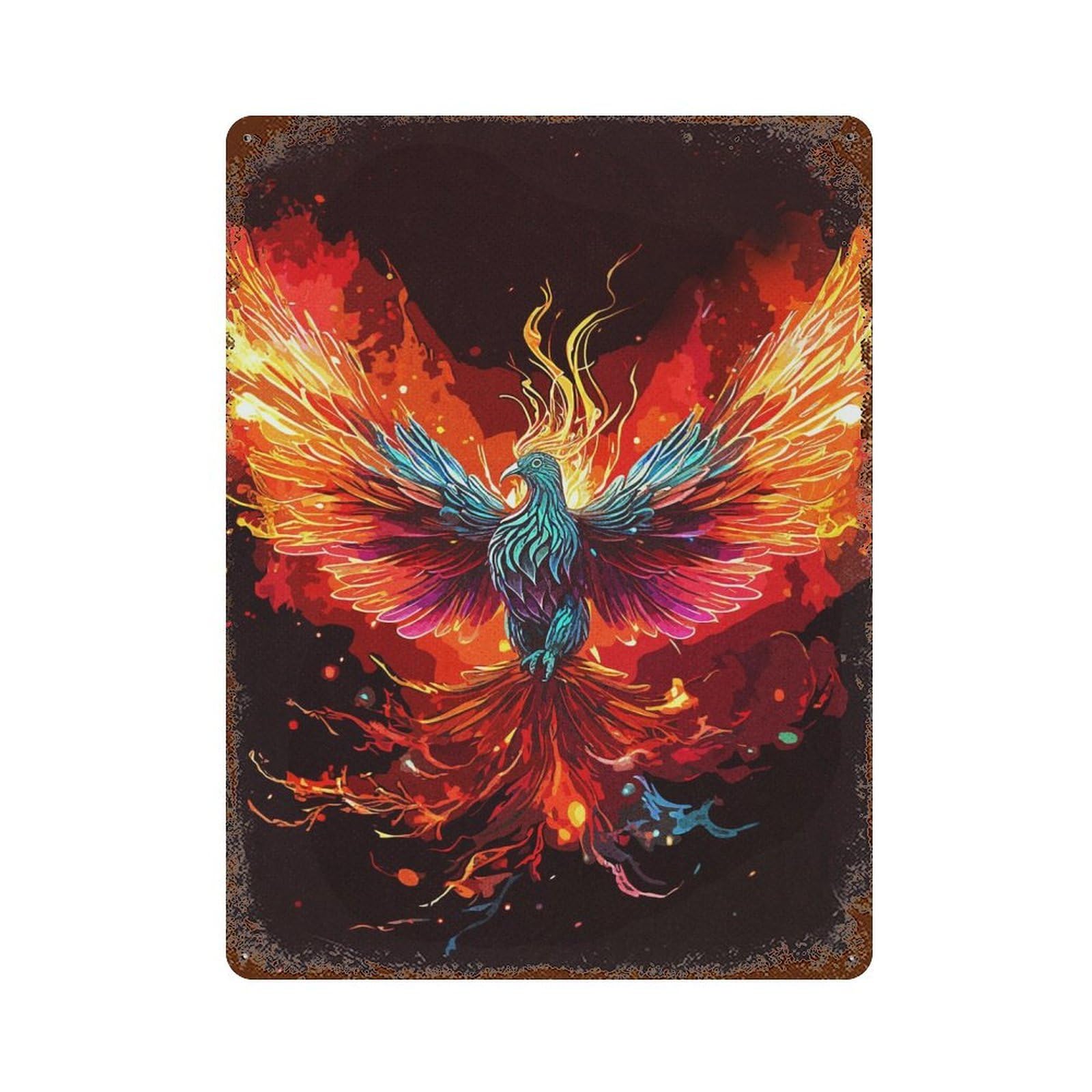 Phoenix Vintage Retro Metal Sign 15.7"x11.8", Vintage Wall Decor for Garage, Pub Or Kitchen