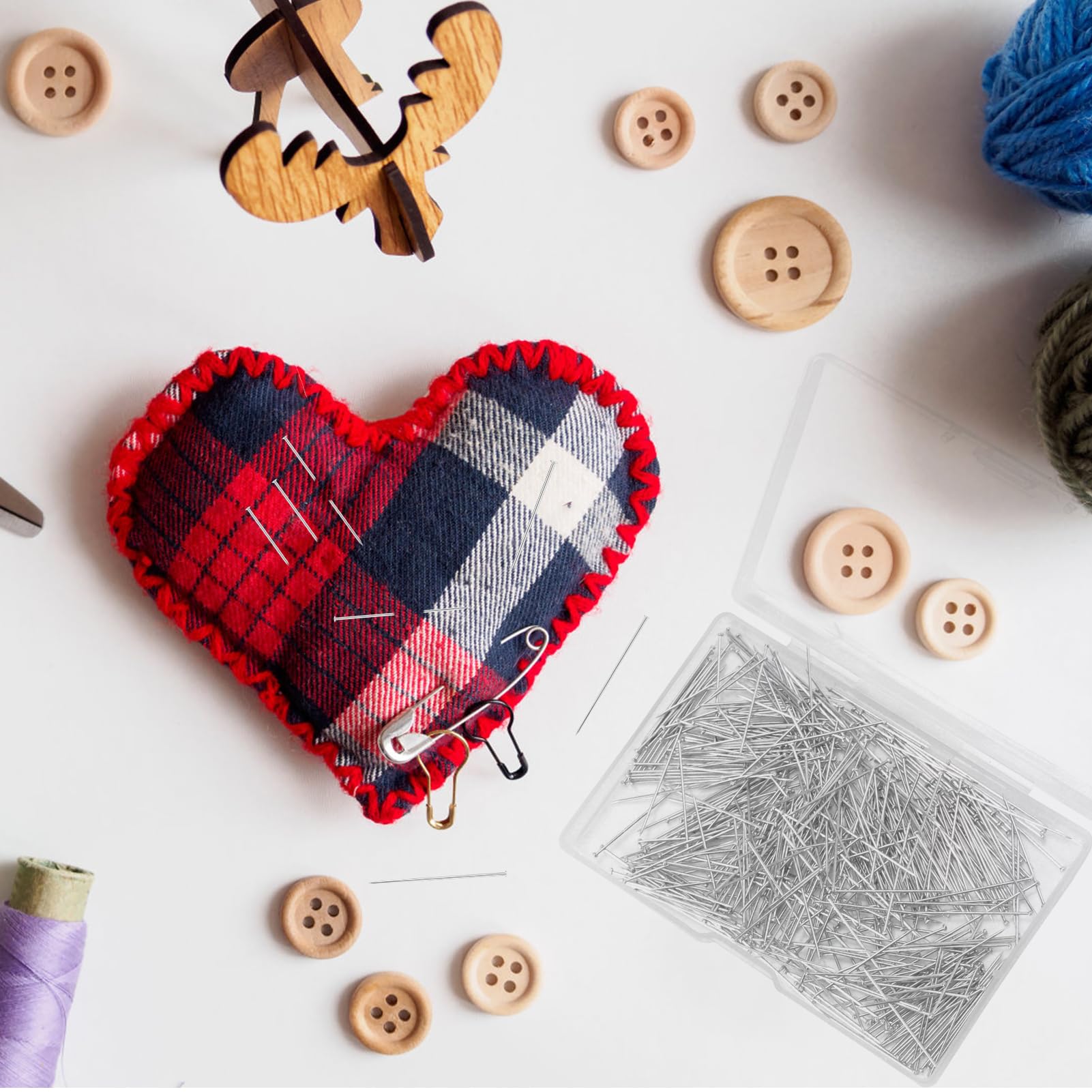 500 Spilli Da Cucito In Metalllo Argento - Lunghezza 26mm | Con Scatola Porta Spilli In Schiuma - Foto 11