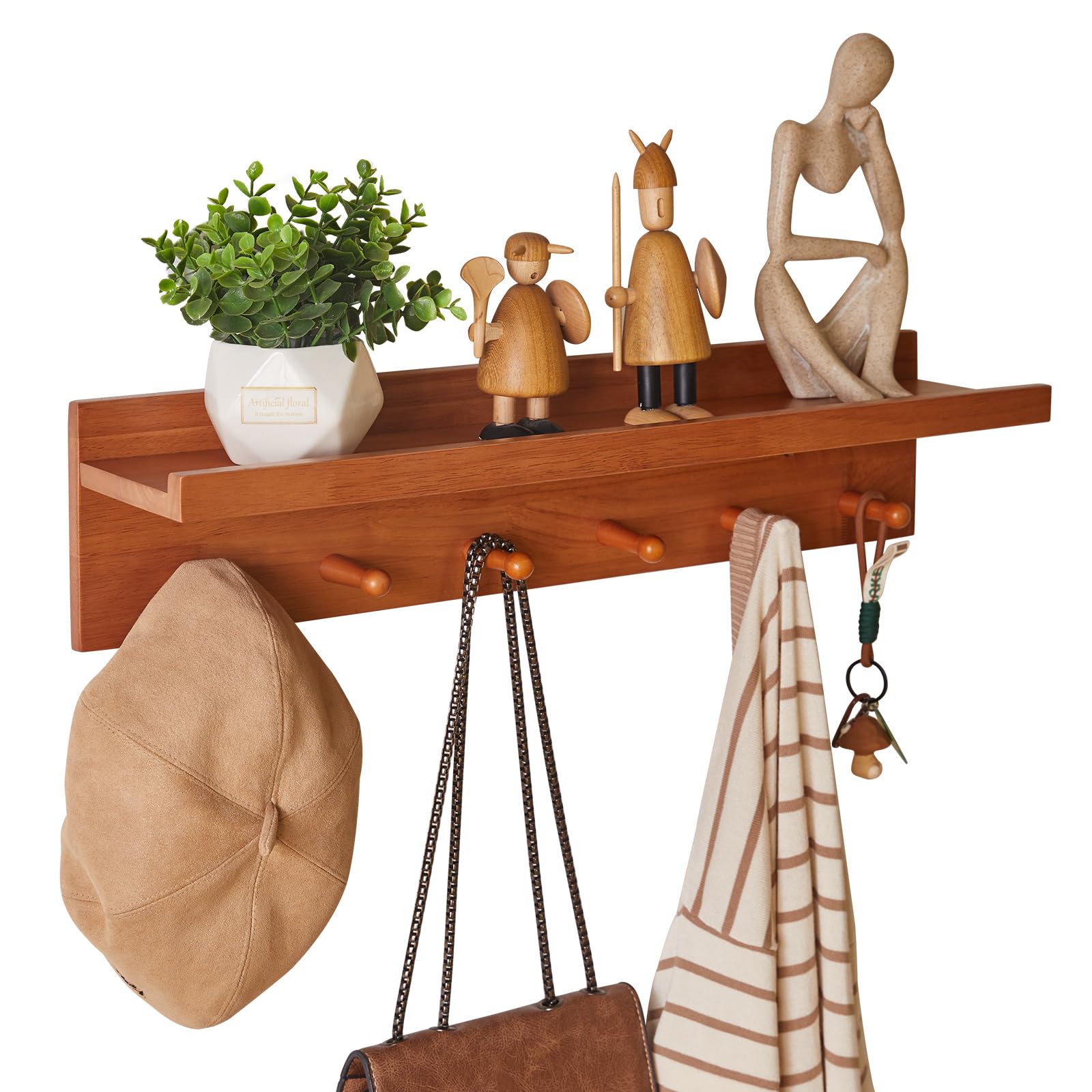 Aibiju Wandgarderobe mit Ablage, 40 cm Holz-Schweberegale mi