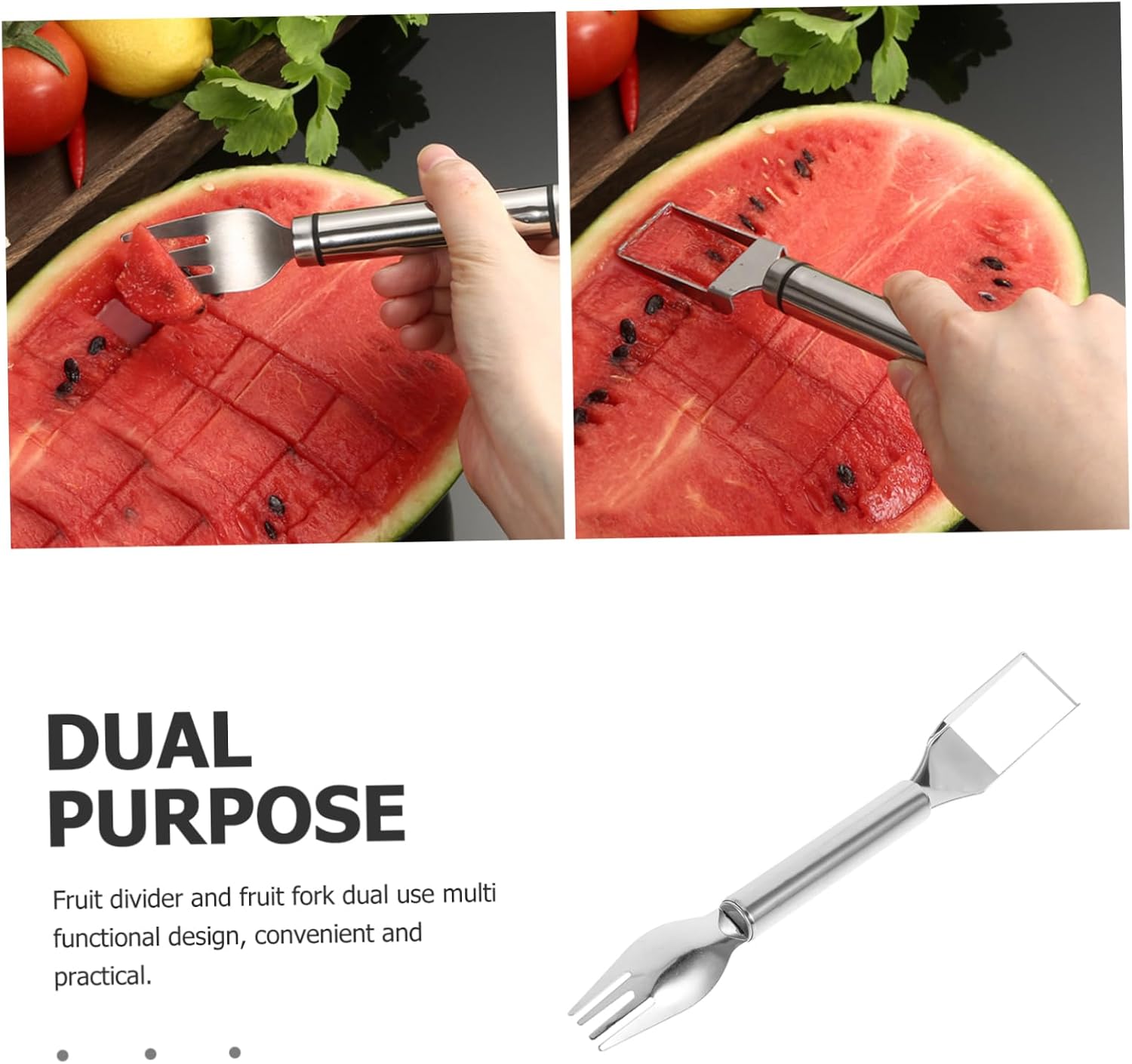 Watermelon Fork Slicer Tool Dual Melon Cutter Serving Device for Picnics Home and Restaurant Use