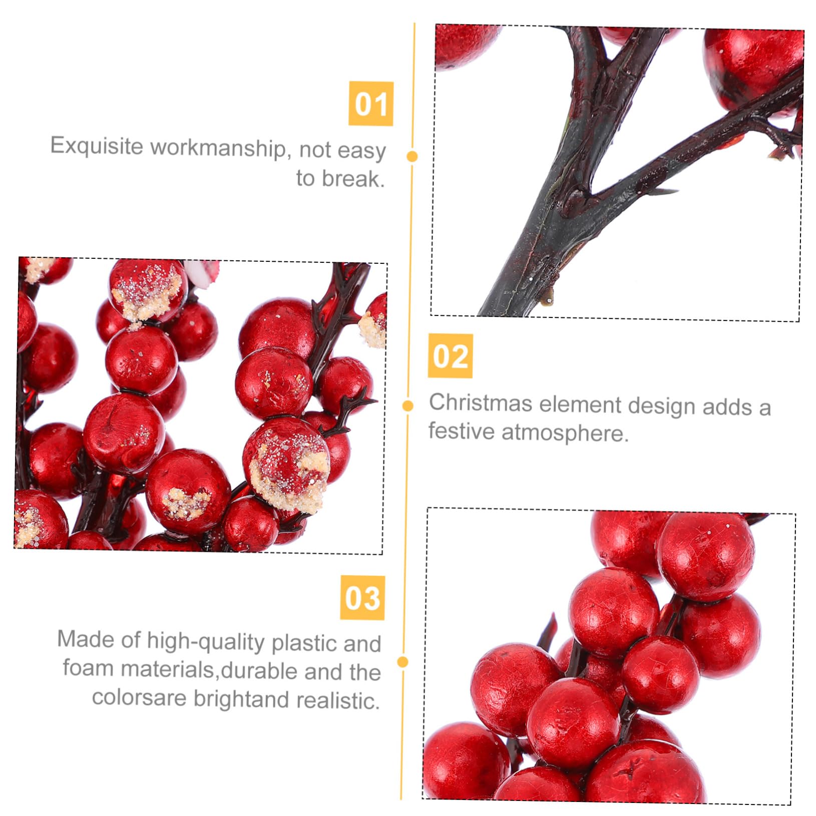 DECHOUS 6piezas Adornos De Artificiales Rojas para Decoración Navideña De Ramas Simuladas para Arreglos y Manualidades