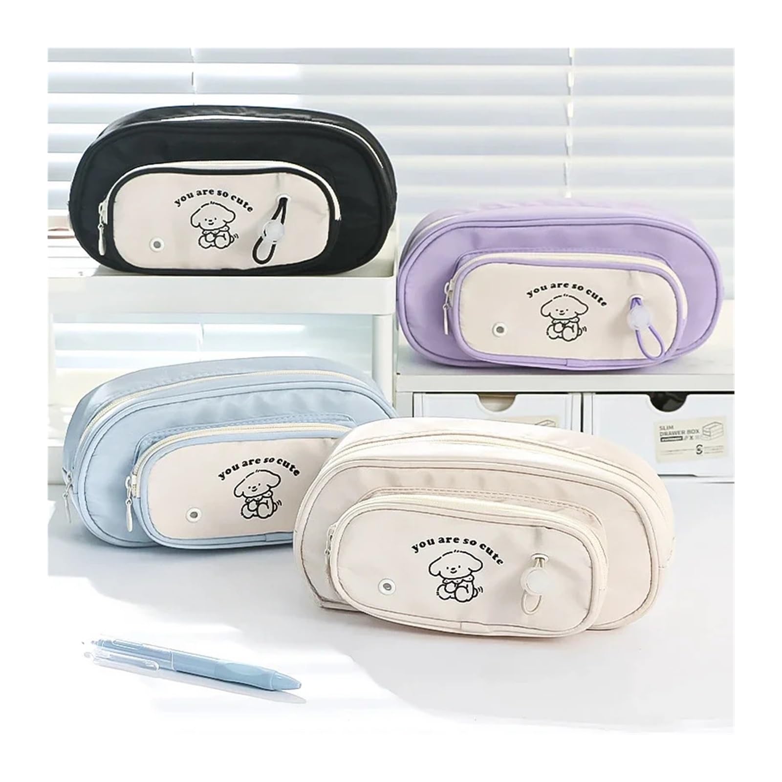 Astuccio multistrato for cani for studenti | Carino, stile dopamina, multifunzionale, grande capacità, organizer, astuccio for matite(Purple)