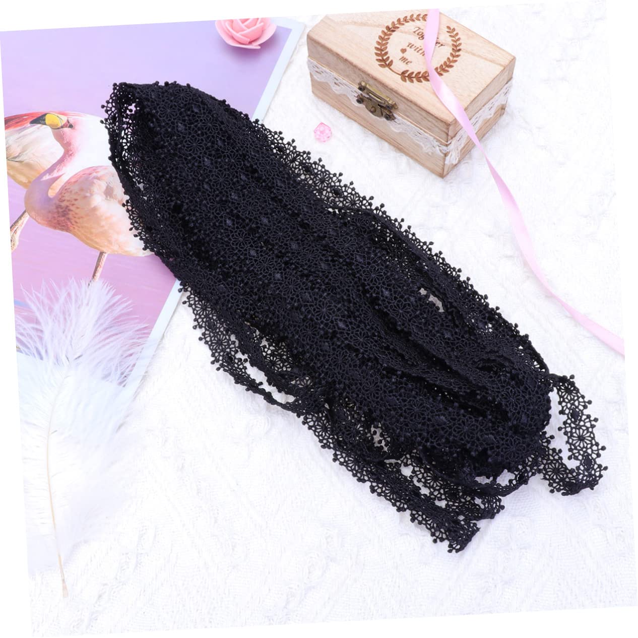 SHINEOFI 3piezas Ribete De Encaje Negro De Yardas Trim De Encaje Bordado Para Decoración De Ropa Manualidades y Bodas Material Suave y Cómodo Para Vestidos y Accesorios Diy