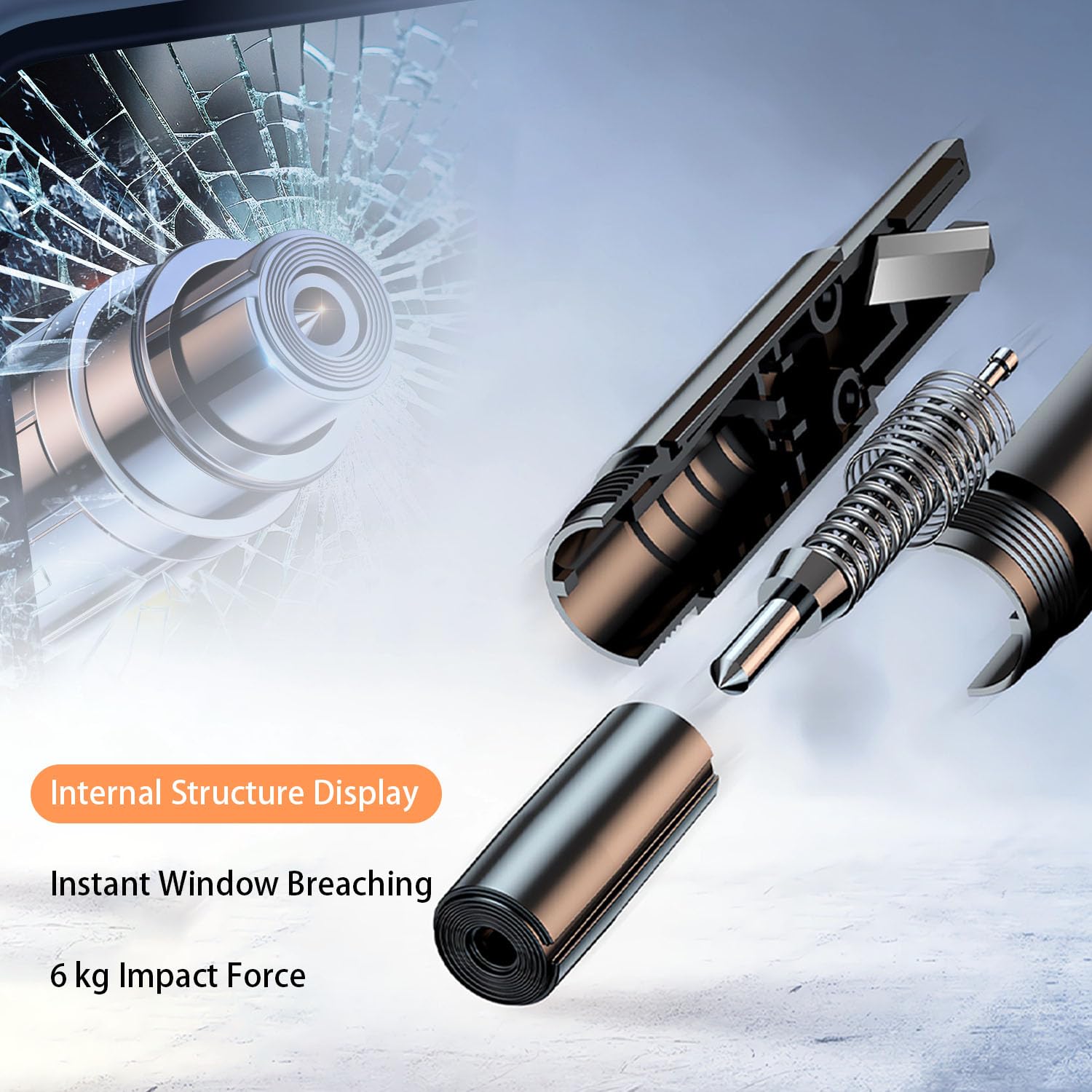 3 Pcs 2 in 1 Car Window Breaker Seatbelt Cutter(With Whistle/Fixed Bracket/Test Glass) Car Glass Breaker and Seatbelt Cutter，2 in 1 Emergency Car Window Breaker For Car Safety