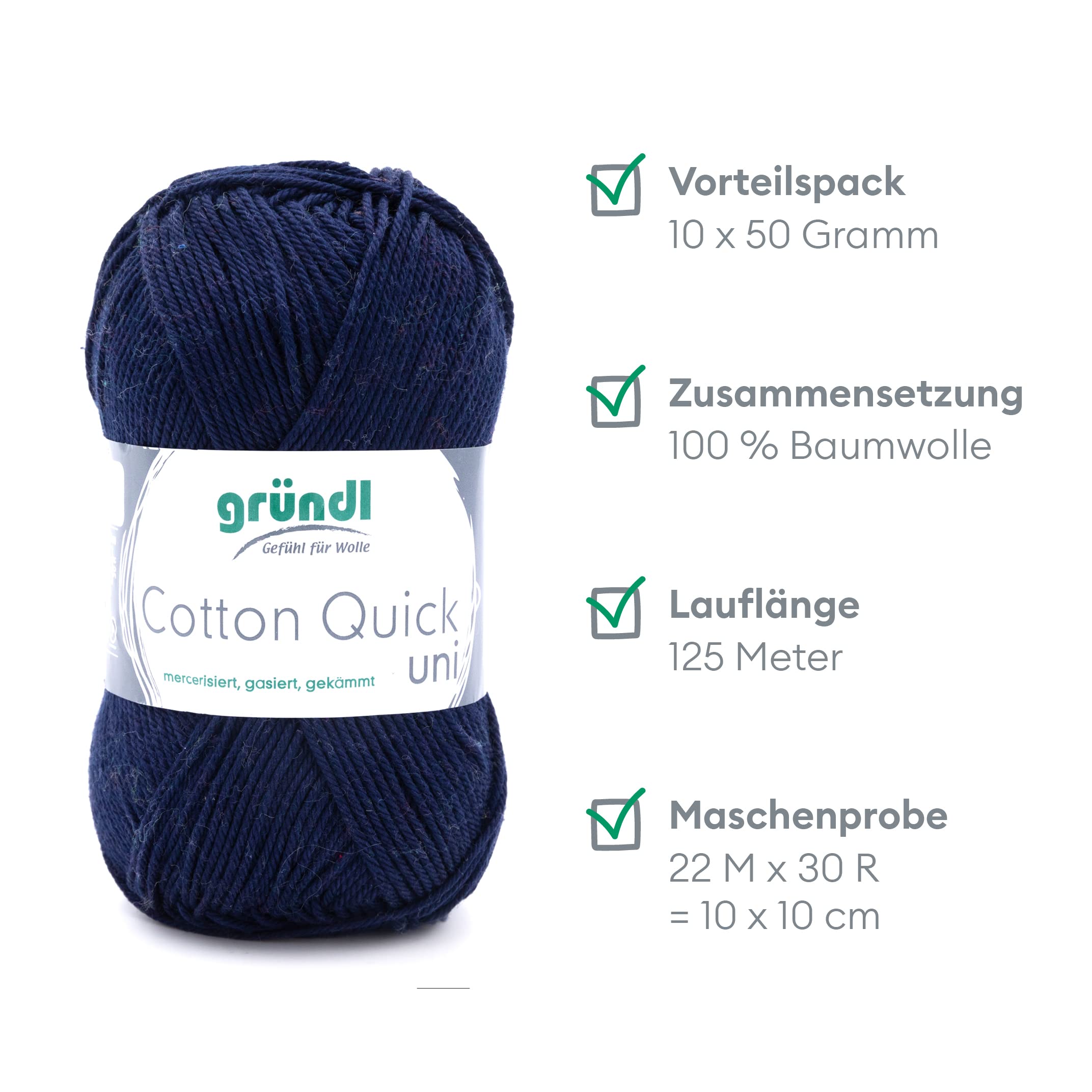 Gründl Wolle Cotton Quick uni Häkelgarn 10 Knäuel – Bild 2