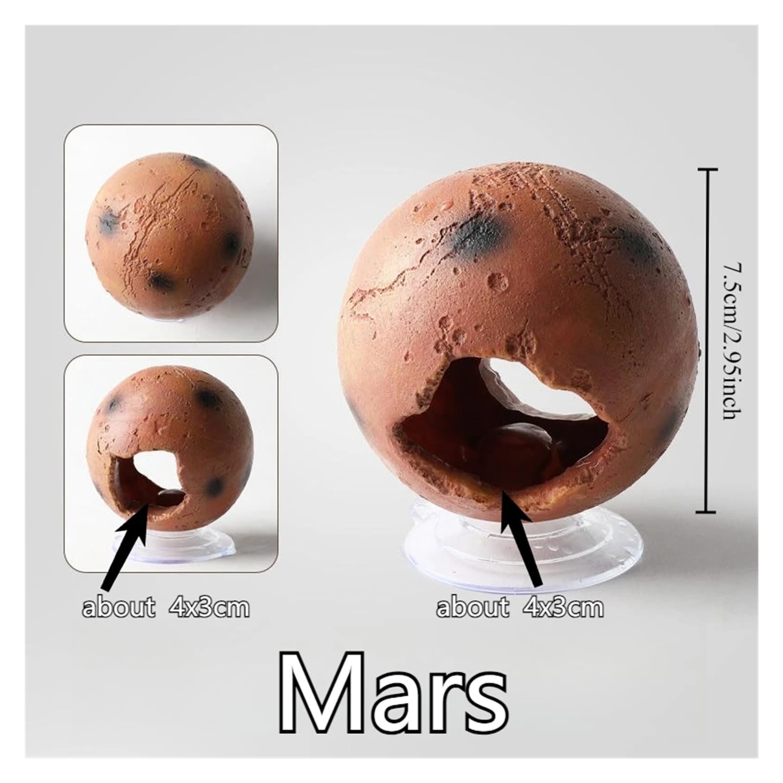 Grotte planétaire ventouse cachette petits poissons reptiles aquarium | La structure flottante suspendue ajoute des zones d'activité supplémentaires et des espaces d'abri ombragés fermés(Mars)