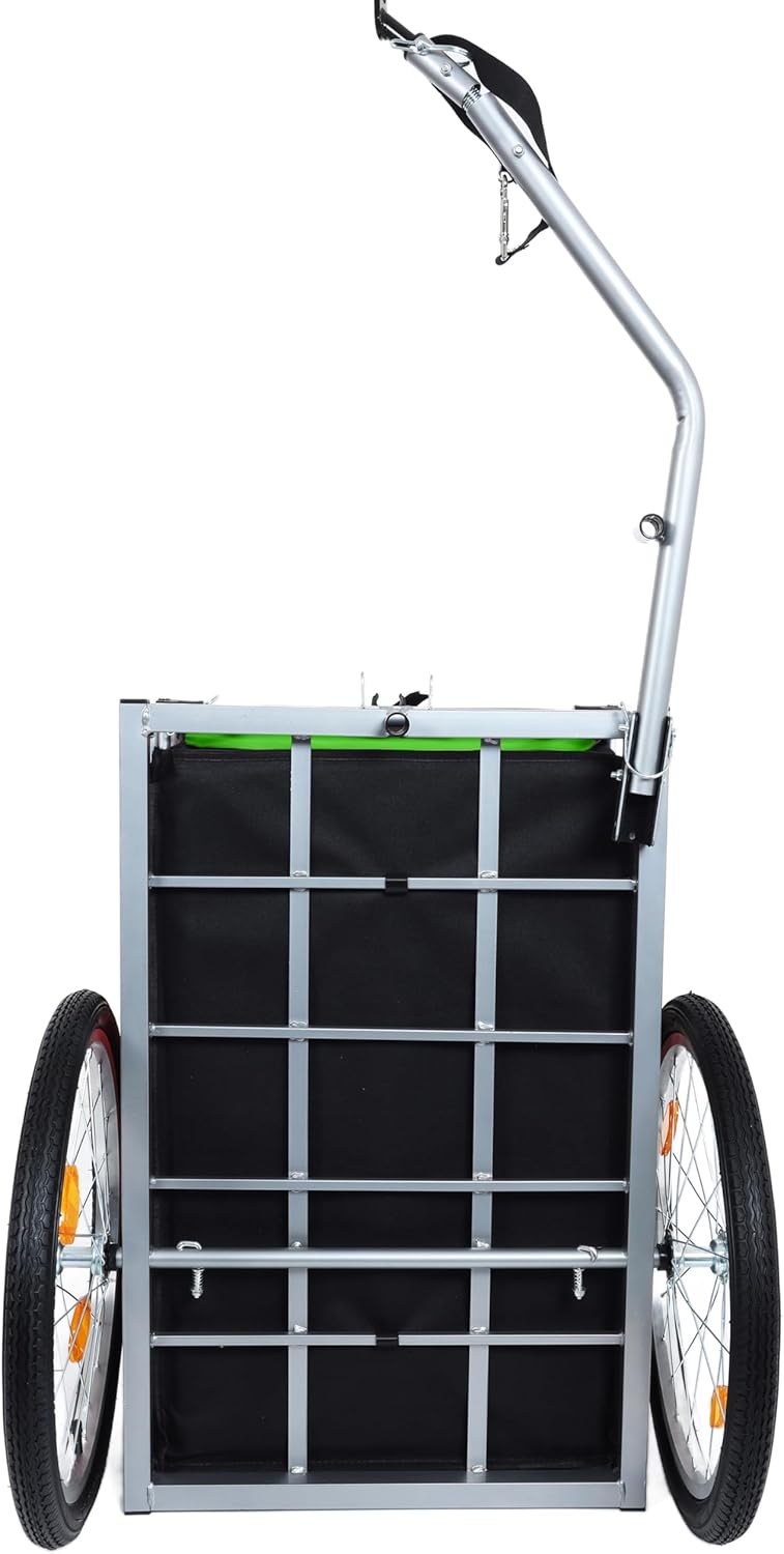 Heavy Duty 220 LBS Aluminum Bike Cargo Trailer, Folding Bicycle Groceries Hauler with 20" Pneumatic Tires, Removable Oxford Cover, Safe Universal Hitch System for Outdoor Cycling Travel