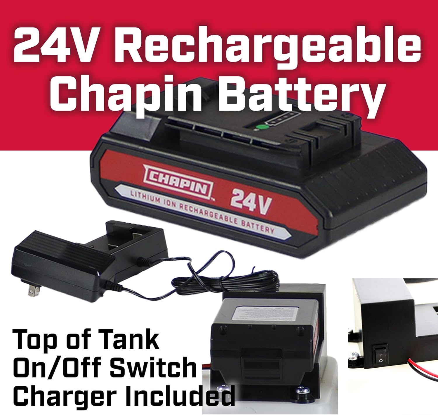 Chapin, 8 G 24V Rechargeable Battery ATV Sprayer, Tank Size 8 Gal, Flow 0.5 GPM, Pressure 60 PSI, Model# 97024