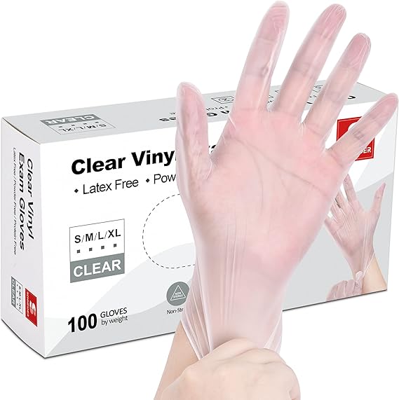 Schneider Clear Vinyl Exam Gloves, LatexFree, Disposable Medical