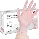 Clear Vinyl Exam Gloves, Latex-Free, Disposable Medical Gloves, Cleaning Gloves, Food Safe, Powder-Free, 4 mil