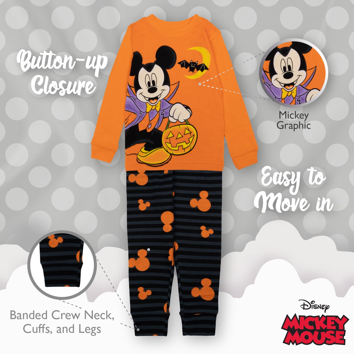 MICKEY MOUSE Monster Inc. | The Nightmare Before Christmas Schlafanzug aus Baumwolle, eng anliegend, 2-teiliges Set für Kinder