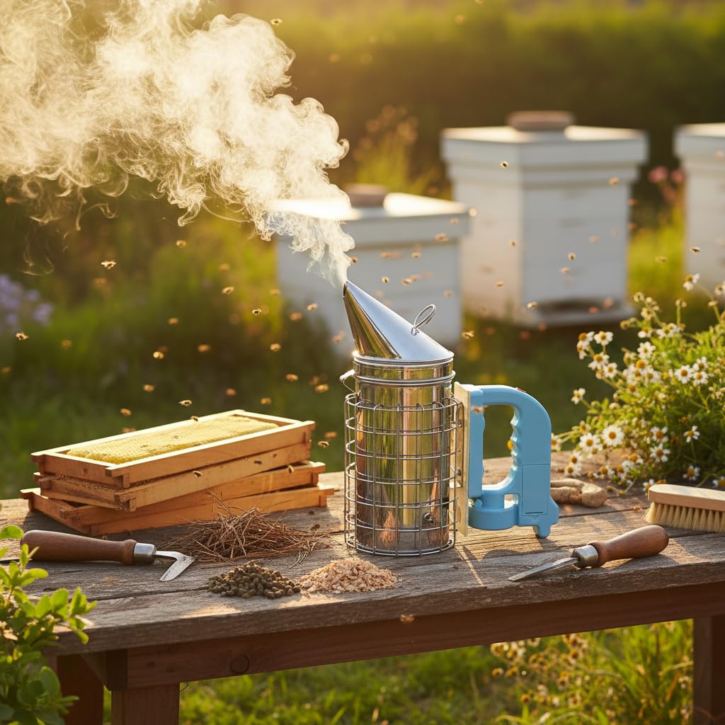 Electric Bee Smoker, Stainless Steel Beekeeping Tool with Heat Cover, Micro-USB Rechargeable, 4 AA Battery Powered