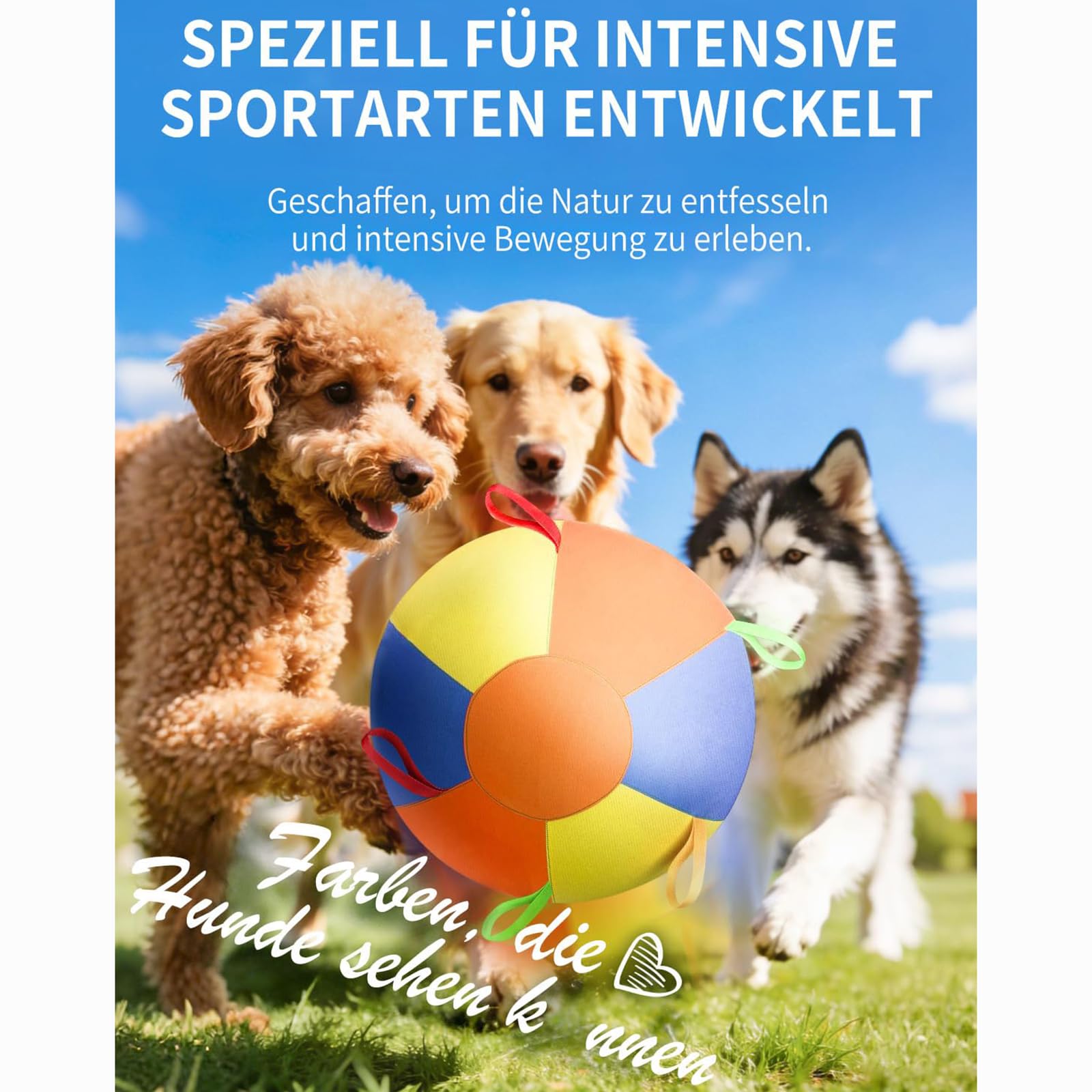 ZVD Herding Ball für Hunde,interaktiver Hundespielzeugball, langlebiger Ball für Hunde, Training, Kauspielzeug, Haustierbedarf, bissfestes Design, für Pferde und Schafe, Hundeball (B; 55CM)