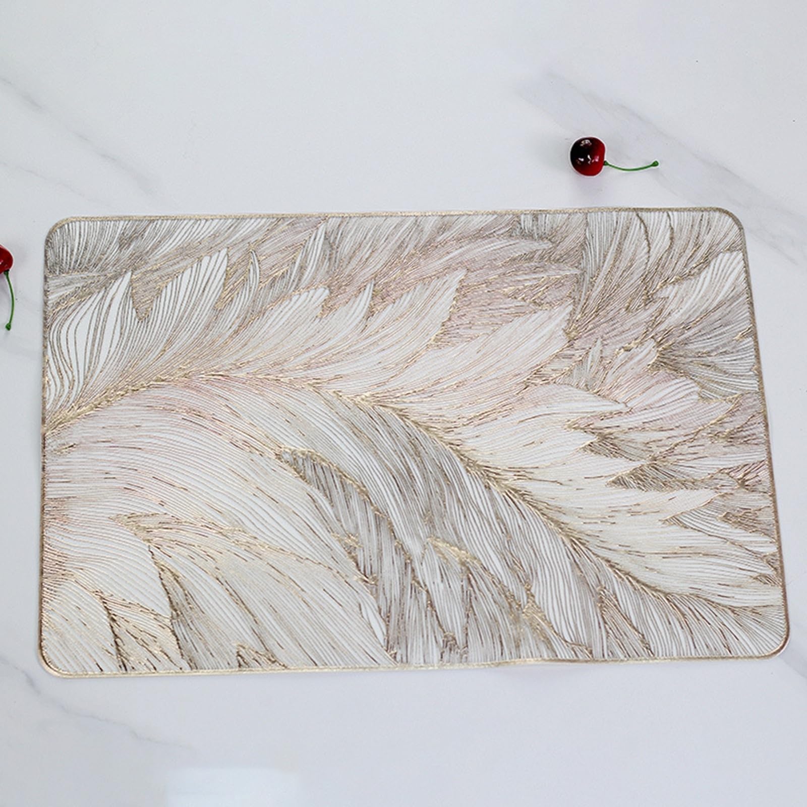 Set de table de qualité supérieure Beydodo napperon rectangulaire doré à motif de feuilles 4 pcs