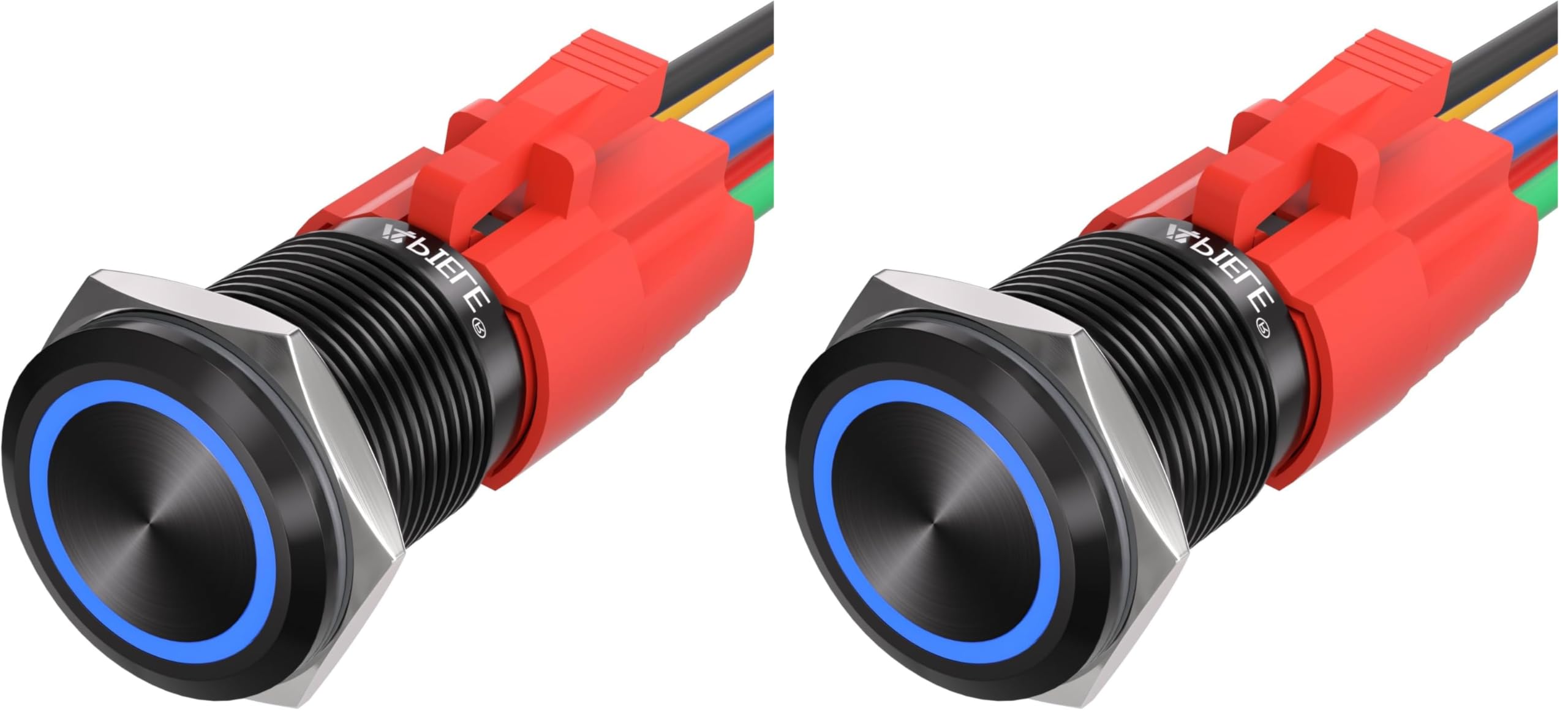APIELE 16mm Momentary Black Push Button Switch On Off with 12V LED