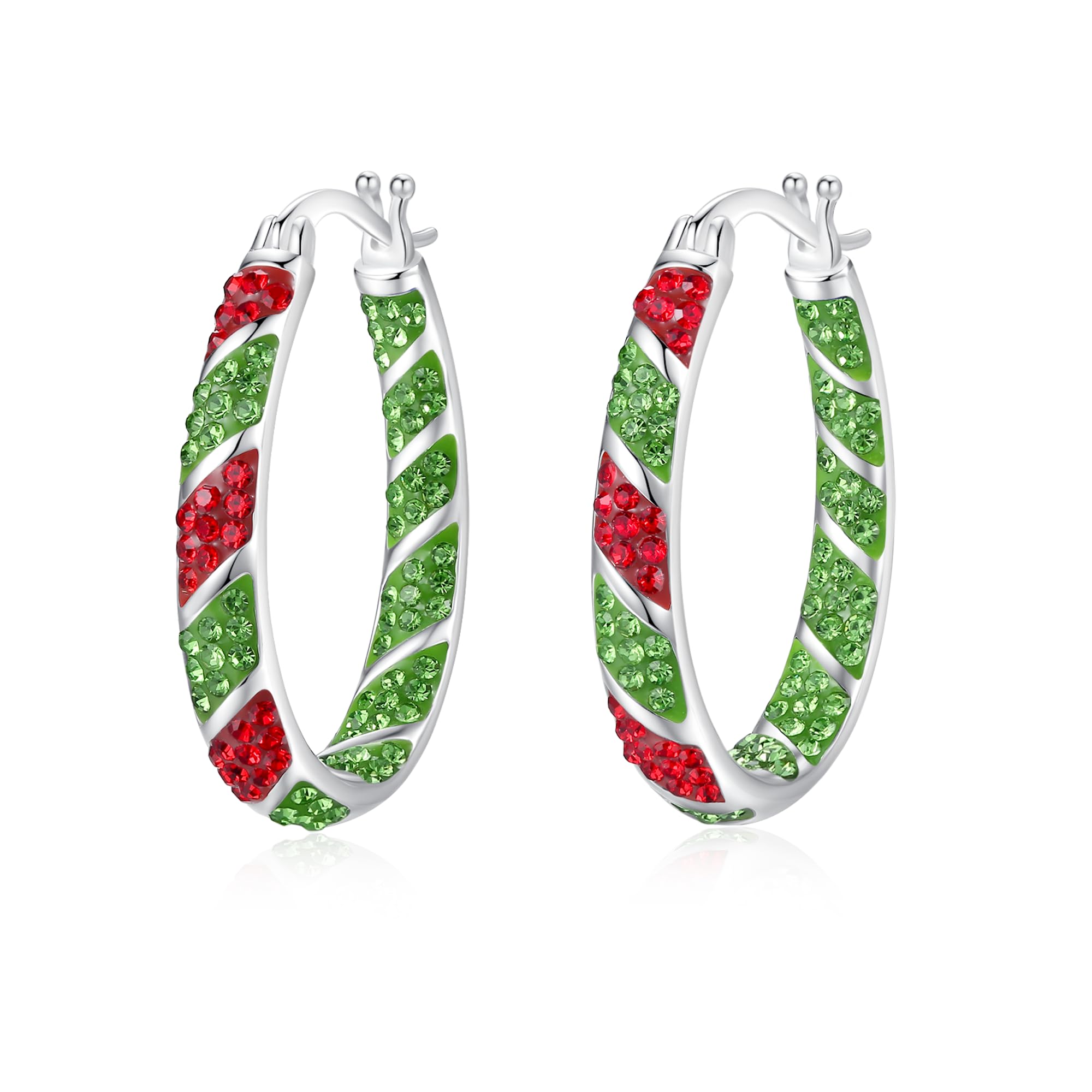 MUYUU Crystal Hoop Earrings for Women, Sparkly Earrings Inside Out Oval Hoop Earrings For Women Fashion Jewelry Gift