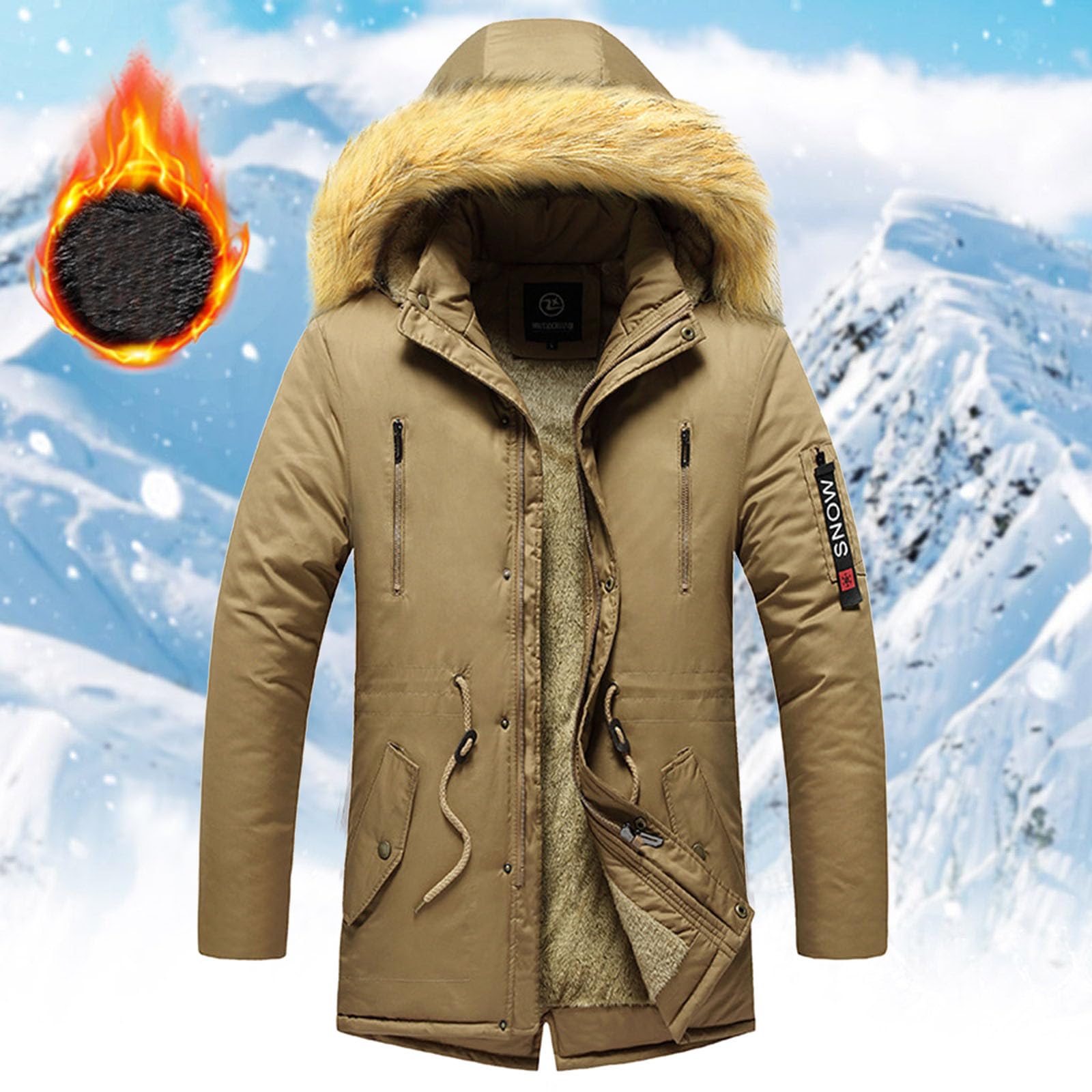 Winterjacke Herren Warm Parka, Winterparka Herren Winter, Gefütterte Jacke Mit Kapuze Übergangsmantel Mit Taschen Klassischer Arbeitsjacke Regular Fit Mantel Outdoorjacke Parker Für Outdoor