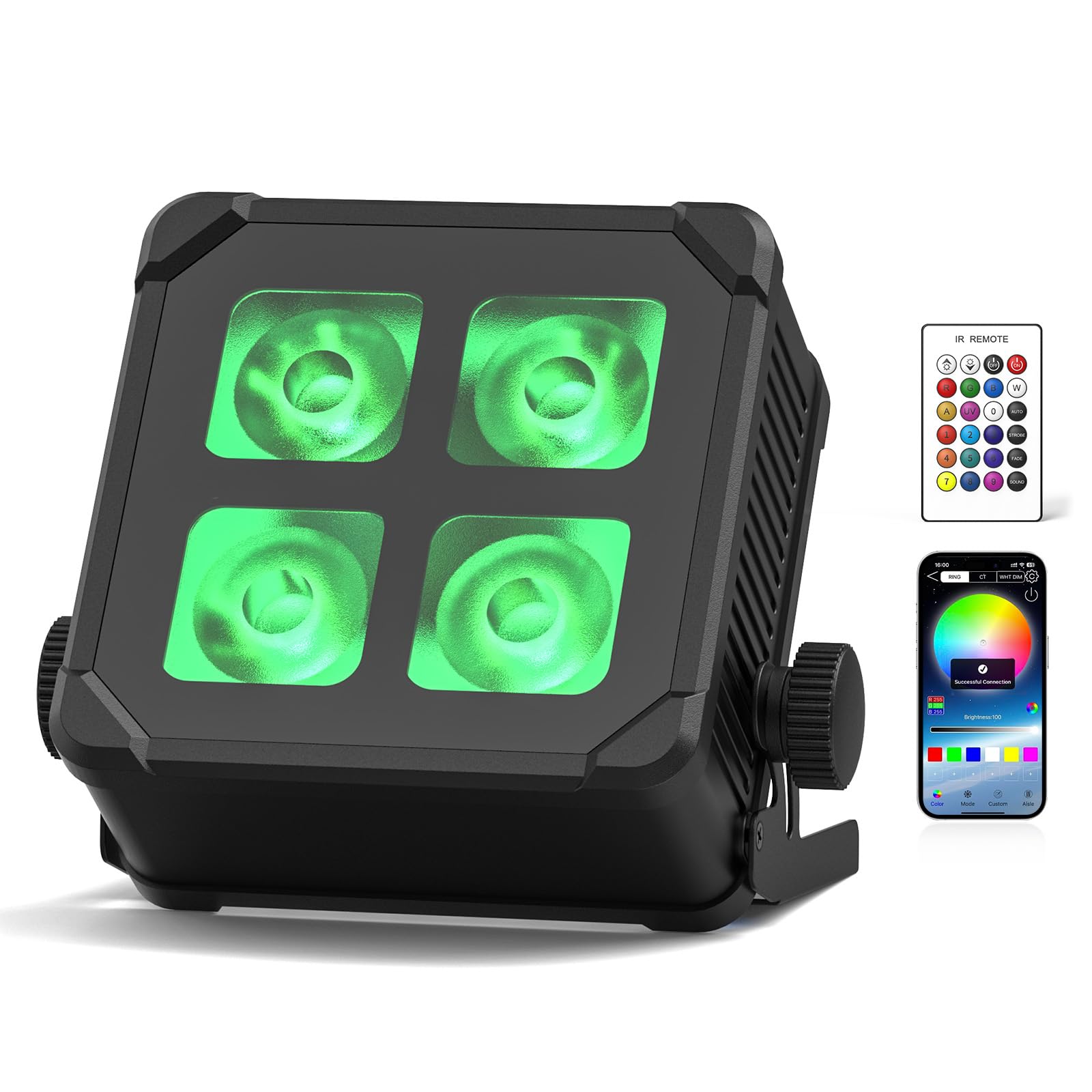 40W Proiettore Par LED Batteria RGBWA+UV 6in1 LED, IP65 Luci Palcoscenico 6000mAh Ricaricabile con Telecomando IR D MX Wireless APP, Luce Scena Portable per Feste Eventi Esterni Matrimonio