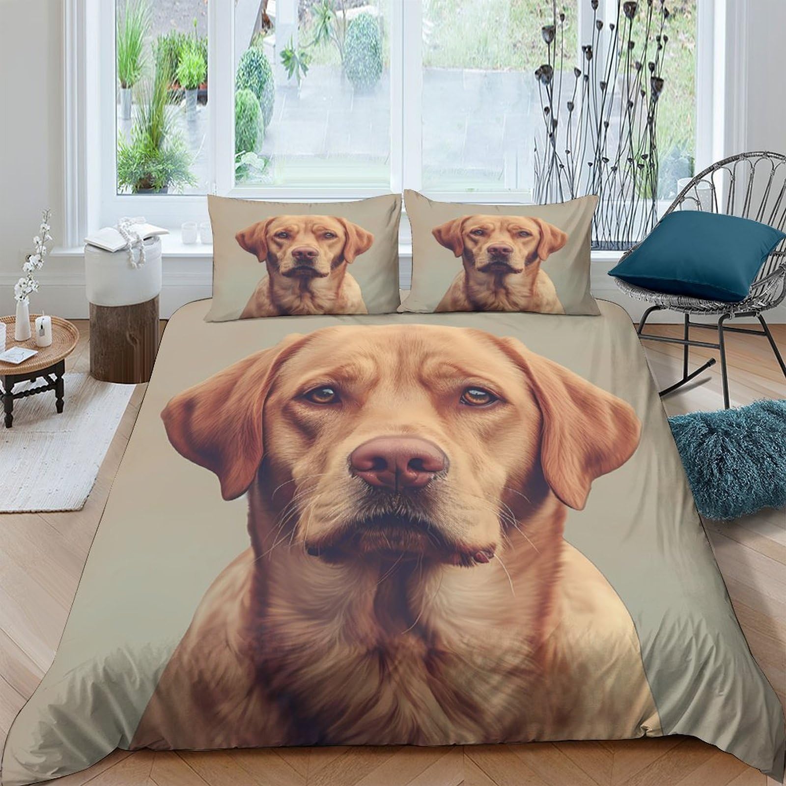 Ctjqhvkz Style-10 3D Printed Brown Labrador Fitted Sheet Microfiber Soft Non-Slip Dog Portrait Mattress Cover For Bedroom Home Decor Single（135X200cm）