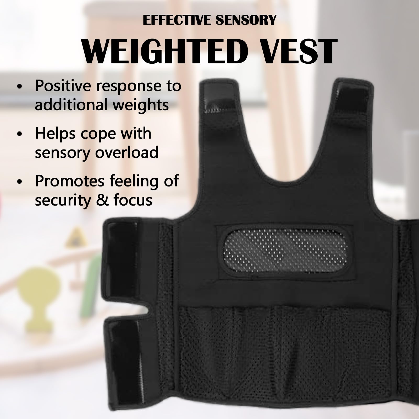 Gilet con Pesi per Bambini, Gilet a Compressione Gilet con Pesi Gilet di Sicurezza per Bambini con Sovraccarico Sensoriale ABR Autismo ADHD Disturbo Gilet con Pesi 3 Libbre Peso Rimovibile, Blu