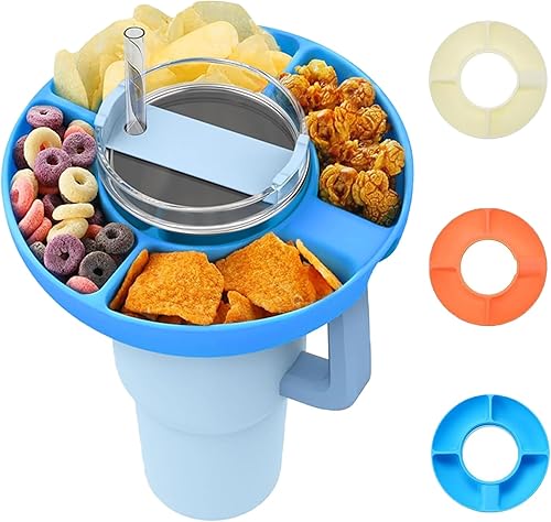 UXCRX Stanley - Tazón de aperitivos para vaso Stanley de 40 onzas con asa, bandeja de silicona compatible con Stanley Cup de 40 onzas, anillo