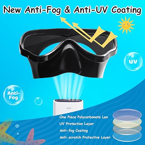 Miniatura 5 de Vvinca Kids-Goggles with Nose Cover, Diving Mask Elastic Fabric Strap Anti Fog Anti Shattered Lens for Kids Swim Goggles 3-14