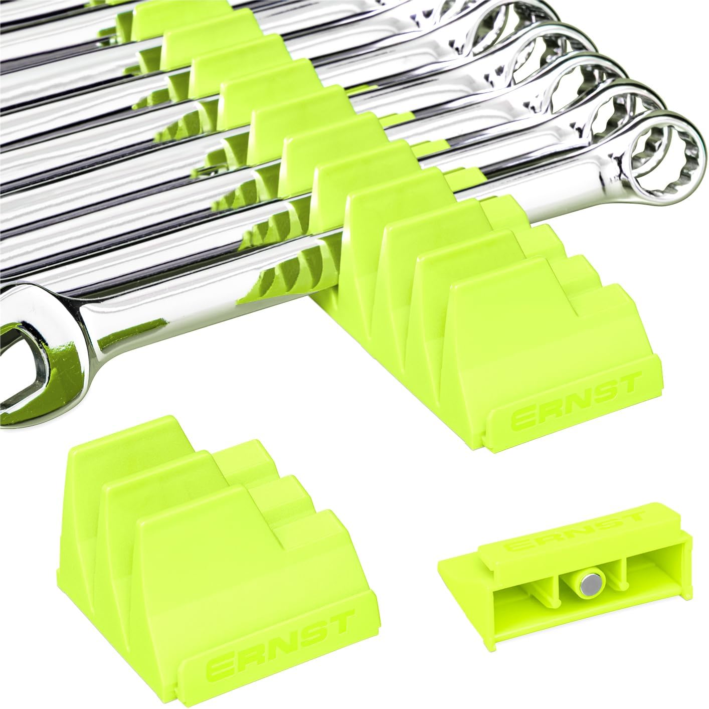 Wrench Pro - Modular Wrench Organizer for 40 Tools with Magnetic Base (Hi-Viz) - Made in the USA