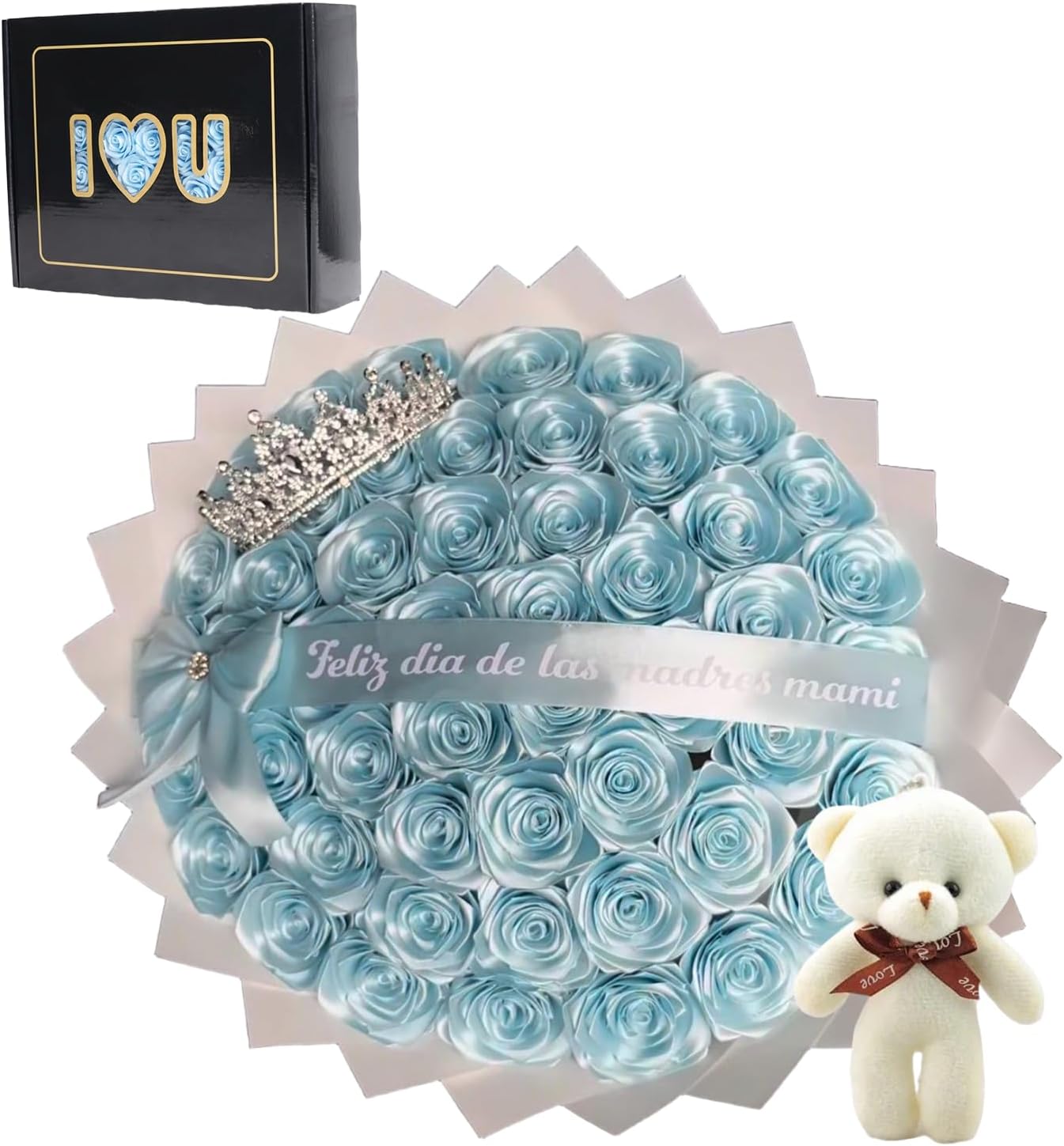 Amazon.com: Eternal Ribbon Rose Bouquet Forever Red Rose Flowers ...