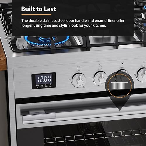 Miniatura 7 de Empava Cocina de Gas, Horno de Convección de 5.0 Pies Cúbicos con Temporizador Táctil, Superficie de Cocción con 5 Quemadores Empotrados Profundos,