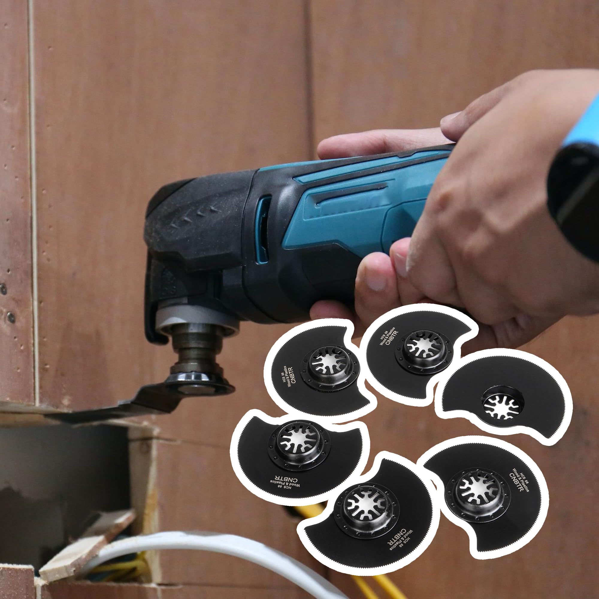 88 mm negro Universal de acero de alto carbono hojas de sierra oscilante multiherramienta semicírculo con cabeza avellanada, Set de 50