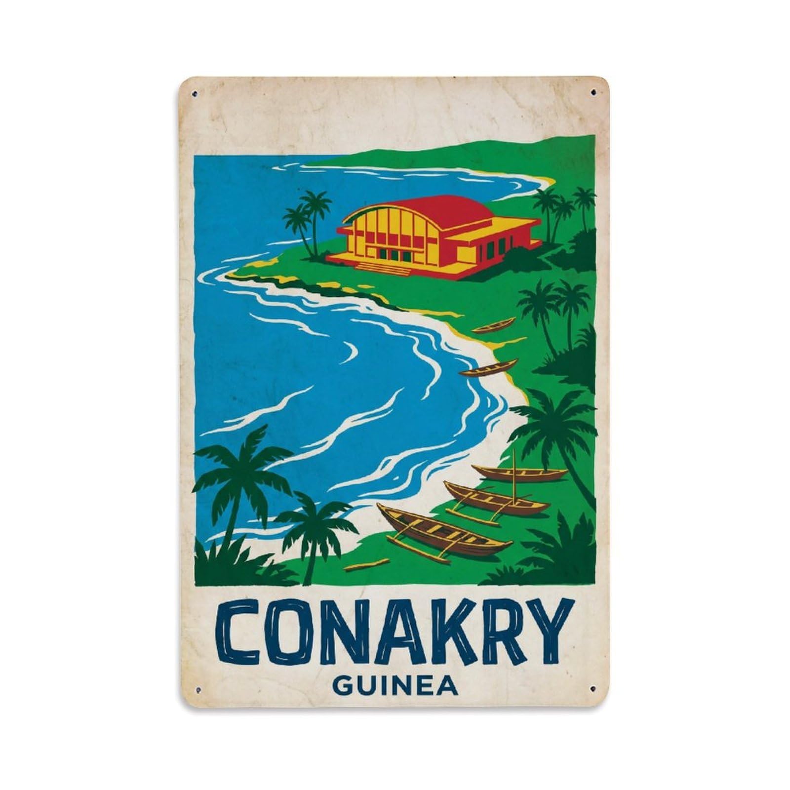 Gead 8X12inch Style Guinea Conakry Vintage Travel Metal Tin Sign
