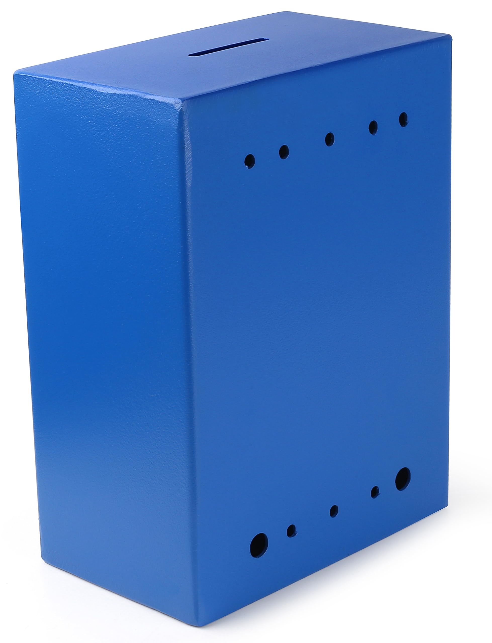 Metal Donation Box Charity Steel Collection ballot Box Office Suggestion Box Secure Box With Front and top Slot Easy Wall Mount with pre drilled holes 8.5x6.5x4" Drop Box for Home and Office(Blue) - Image 3