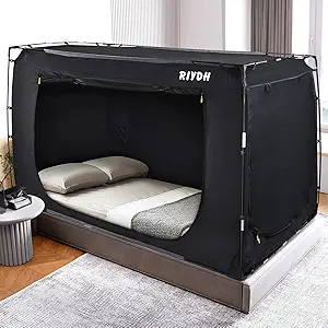 Bed Tent Bed Canopy Twin XL Size Tents for Adult and Kids- Original Design Portable Dream Tent Indoor Sleeping Tents 80% Blackout with 3 Doors Breathable Big Space