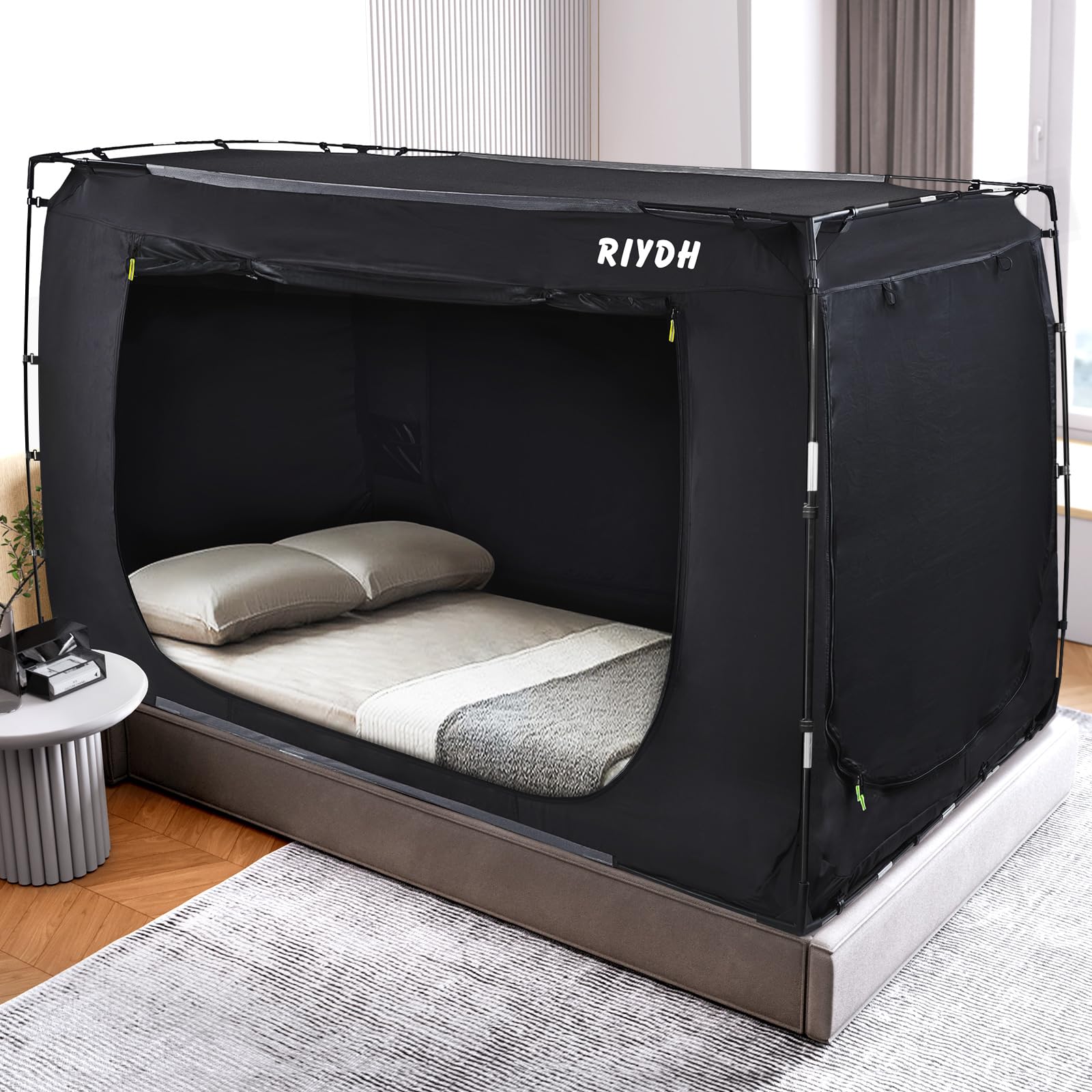 BORNA Tenda Da Letto A Baldacchino Oscurante 80% – Portatile Con 4 Porte, Per Adulti E Bambini, 190x119x137 Cm