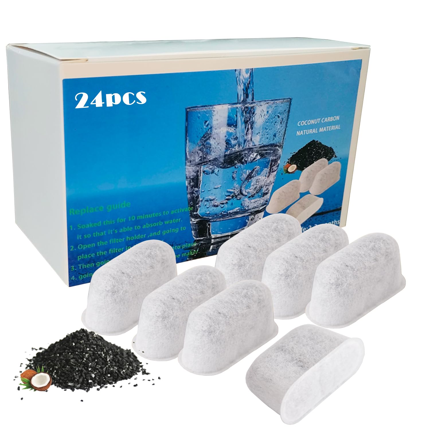 Replacement Charcoal Water Filters for Cuisinart Coffee Machines 6 Pack by Molgoc. (24 Count (Pack of 1))