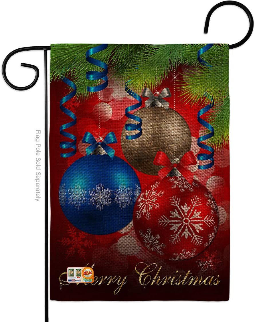 Ornaments Burlap Garden Flag Wintertime Christmas Santa Marry Xmas Present Reindeer Season Snow Small Decorative Gift Yard House Banner Double-Sided Made In USA 13 X 18.5