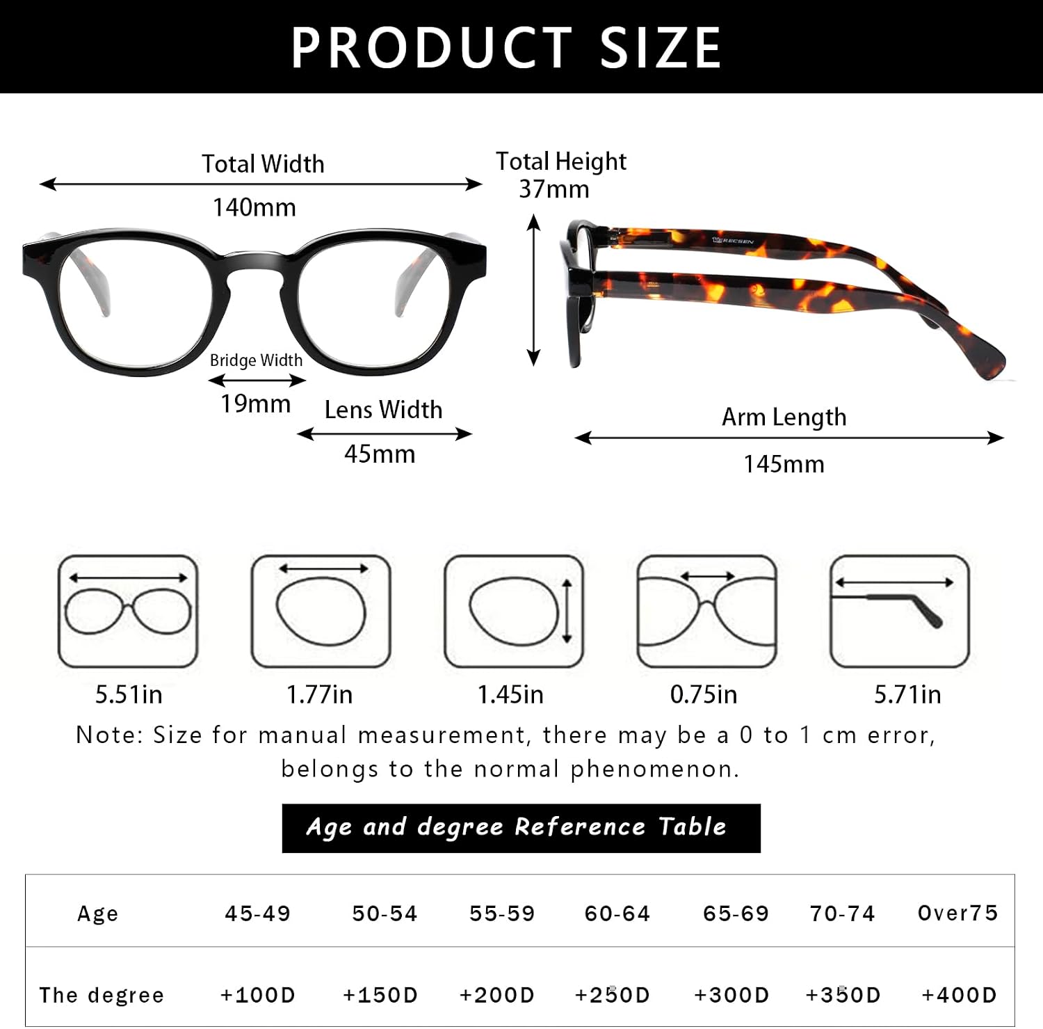 Kerecsen Reading Glasses 5 Pack Unisex Fashion Spring Hinge with Pattern Design Readers
