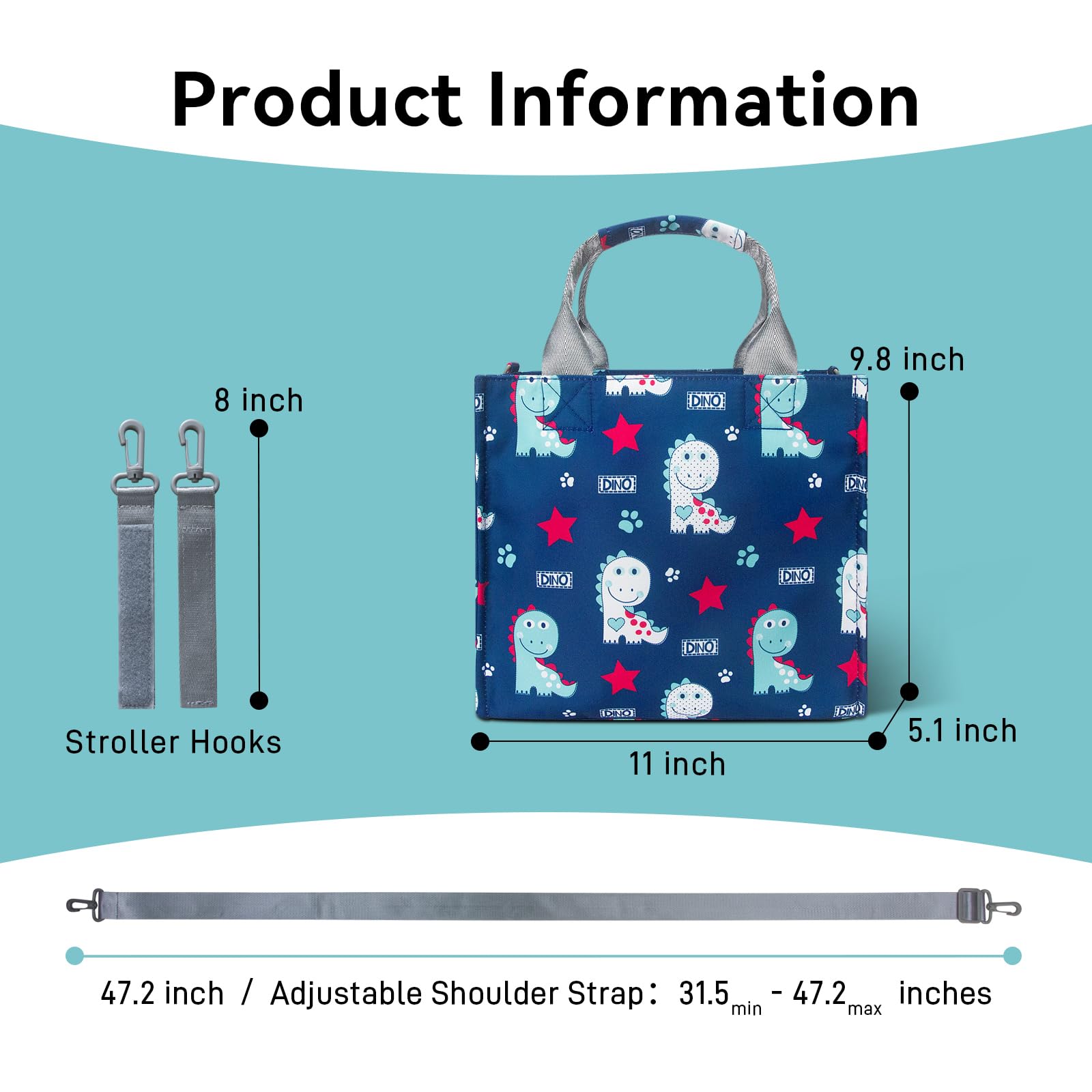 Kleine Wickeltasche, wasserdicht, Reisetasche, Mini-Wickeltasche, multifunktional, kleine Wickeltaschen, Umhängetasche (niedlicher Dinosaurier)