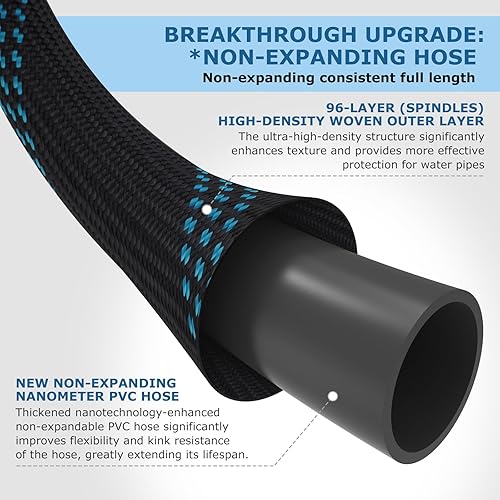 Miniatura 5 de Manguera de jardín no expandible de 150 pies, manguera de agua flexible sin torceduras con boquilla rociadora de 10 patrones, tubo de manguera