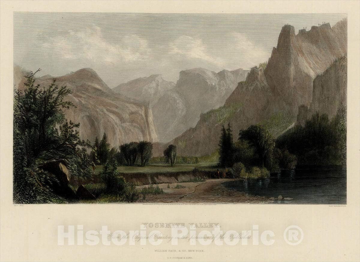 Historic Pictoric Art Print : Yosemite Valley from The Original Painting in The Possession of The Publishers, 1872, Thomas Hill, Vintage Wall Art : 32in x 24in