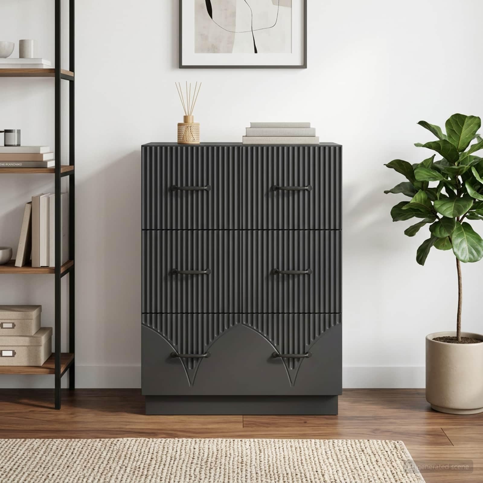 Mobile con 3 Cassetti Nero 66x34,5x87 cm Legno Ingegnerizzato | Cassettiera autoportante salvaspazio per soggiorno e studio, ideale per organizzare documenti e accessori quotidiani.
