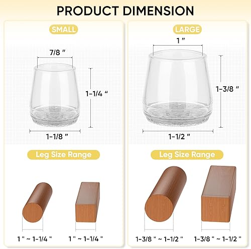 Miniatura 41 de BALEINE - Protectores de silicona para patas de silla, tapas protectoras de patas de taburete, tapas antideslizantes para patas de silla para suelos